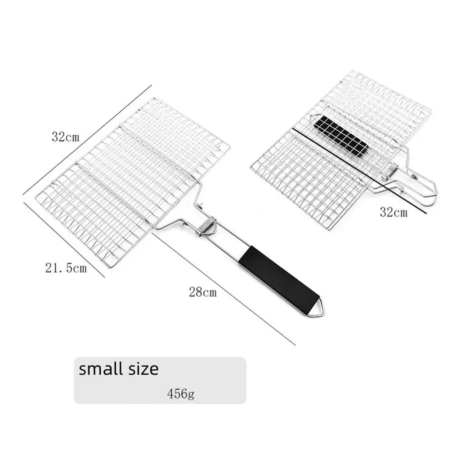 304 Stainless Steel BBQ Mesh Non-Stick Grilling Basket: