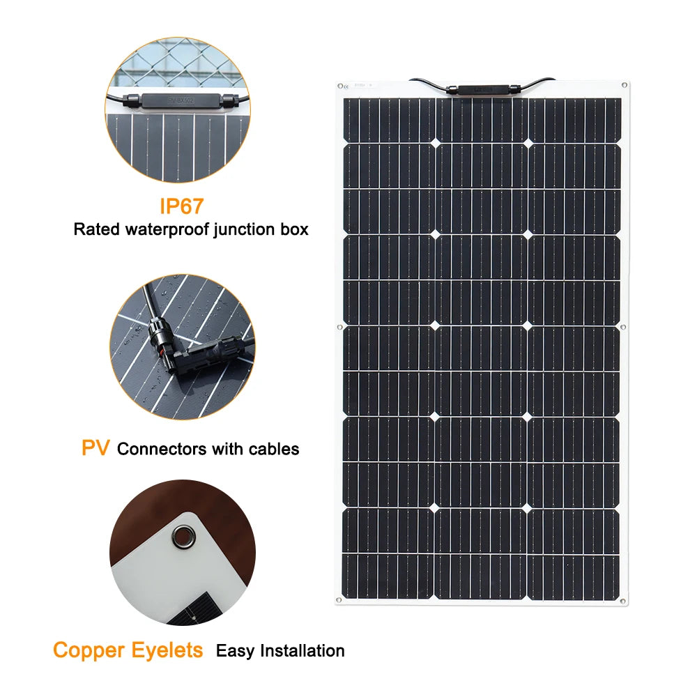 An 18V, 100W solar panel with a 12V output is a flexible and versatile photovoltaic module