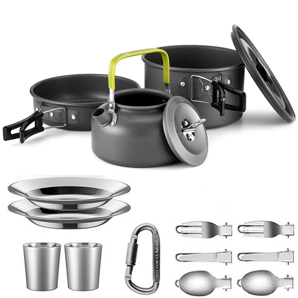 Camping Cooking set  Tableware Outdoor Picnic Set Teapot For 2-3