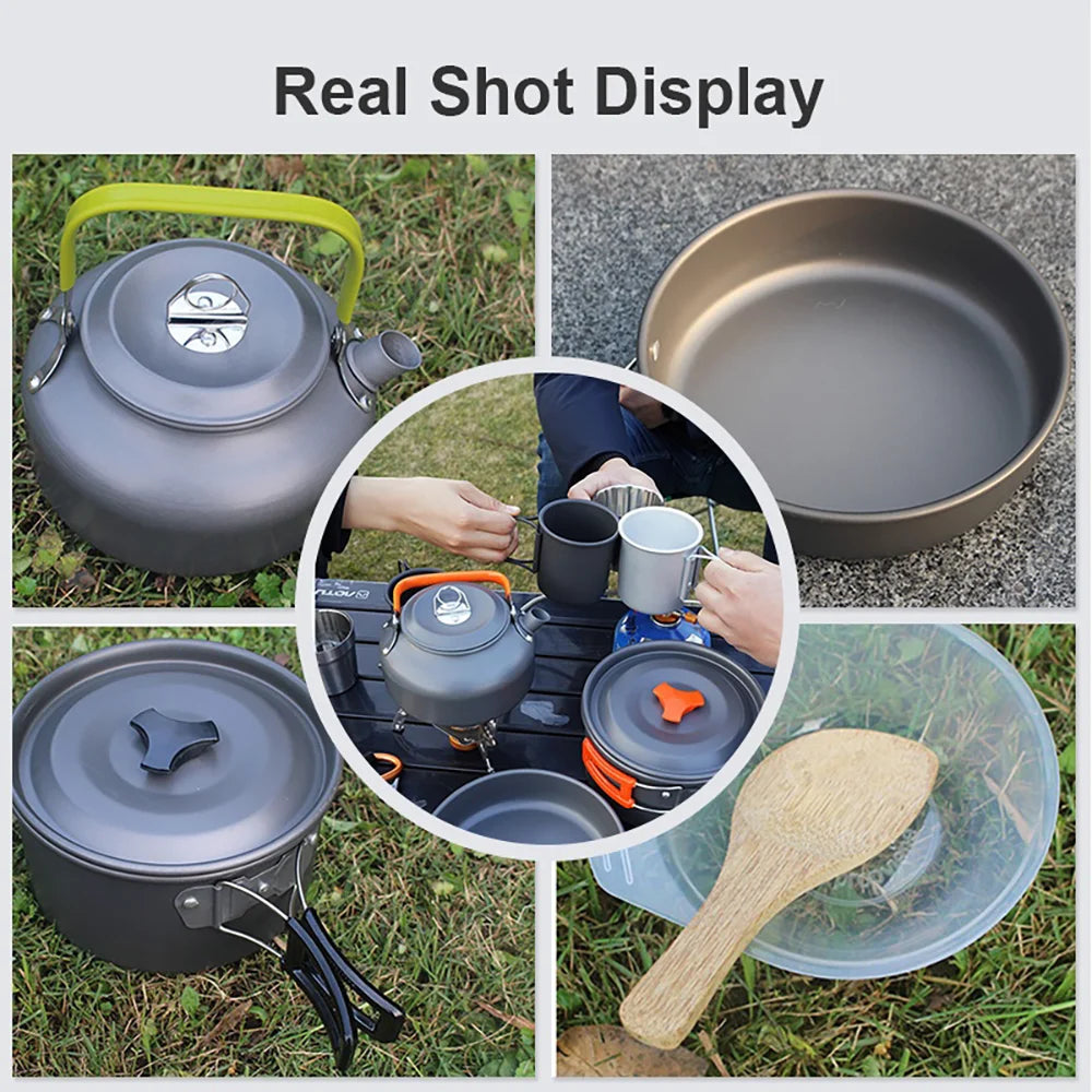 Camping Cooking set  Tableware Outdoor Picnic Set Teapot For 2-3