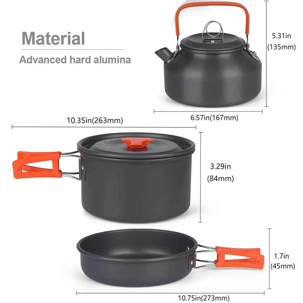 Camping Cooking set  Tableware Outdoor Picnic Set Teapot For 2-3