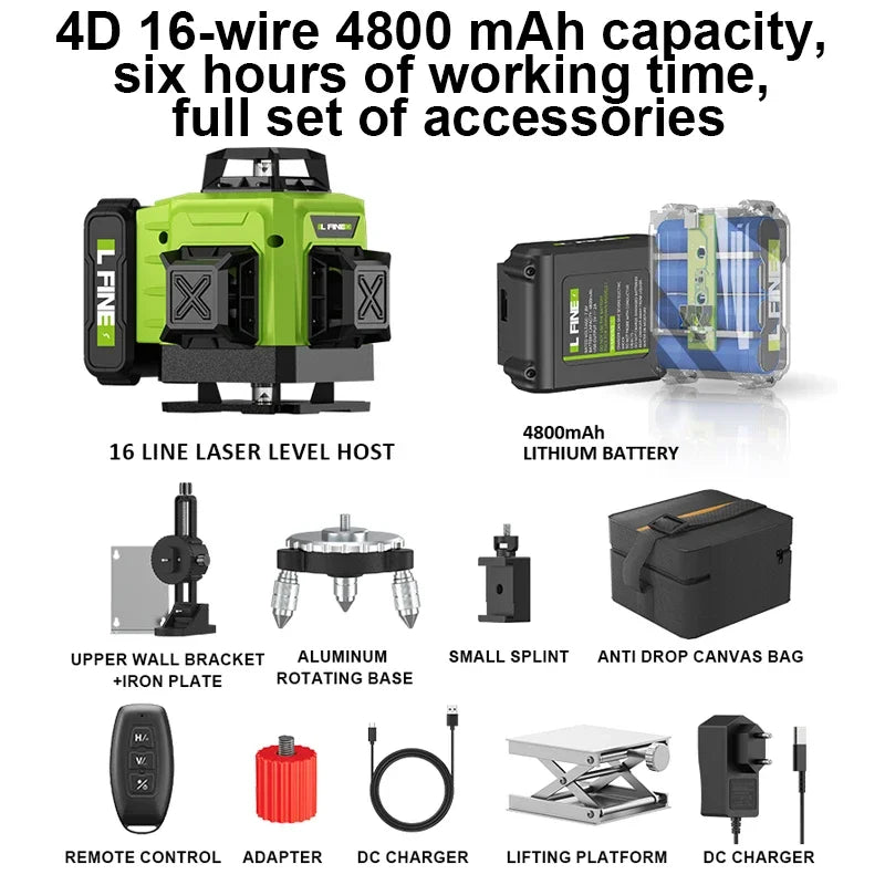 LFINE 3D/4D Laser Level (12/16 Lines) with Remote Control