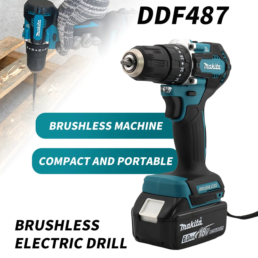 Makita DDF487 Screwdriver Cordless Percussion Drill 18V