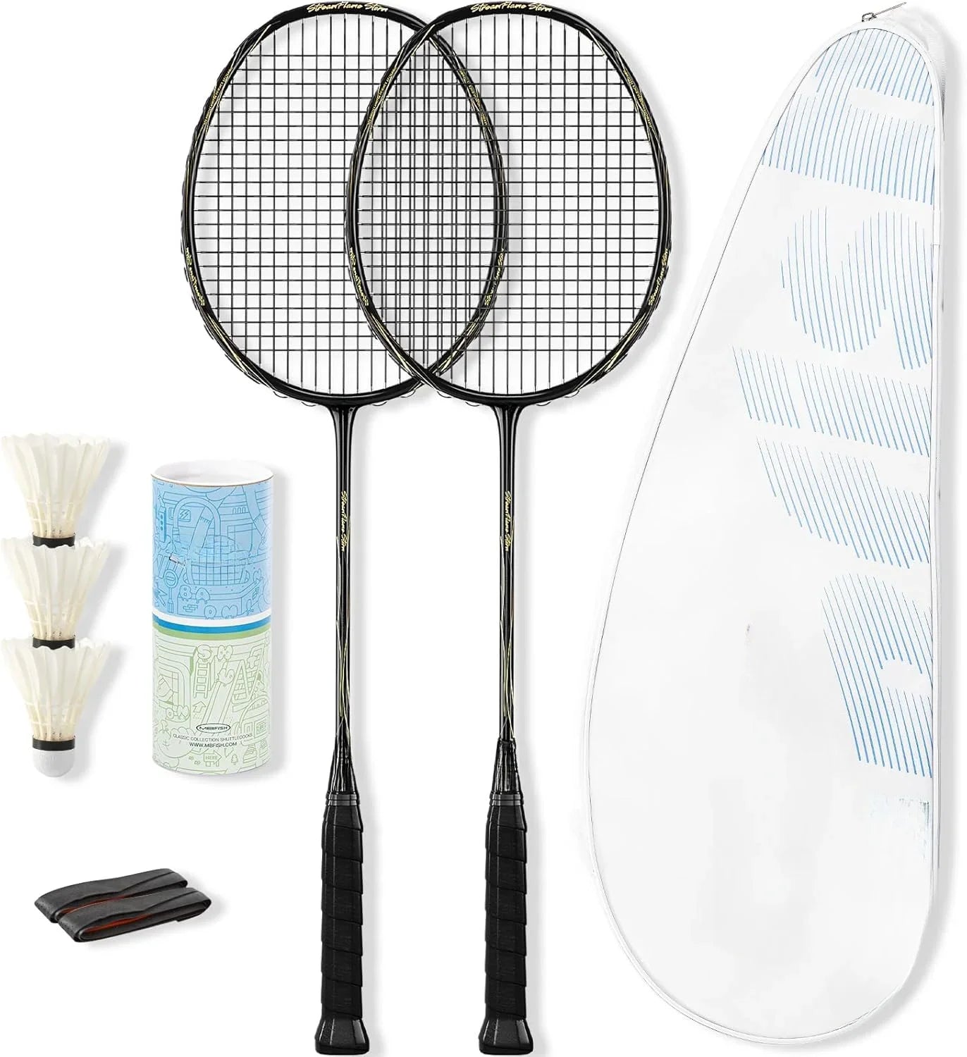 Badminton Racket Set with 2 Carbon Fiber Rackets