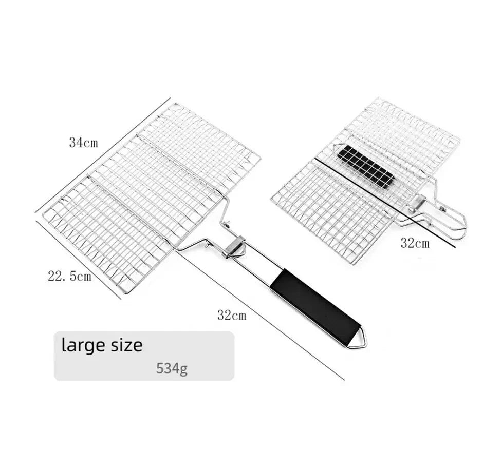 304 Stainless Steel BBQ Mesh Non-Stick Grilling Basket: