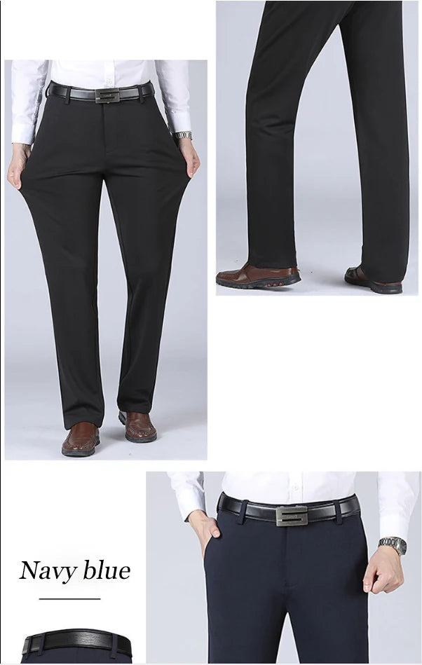 Suit Pants Men Business Casual Trousers Formal Dress Straight Pants