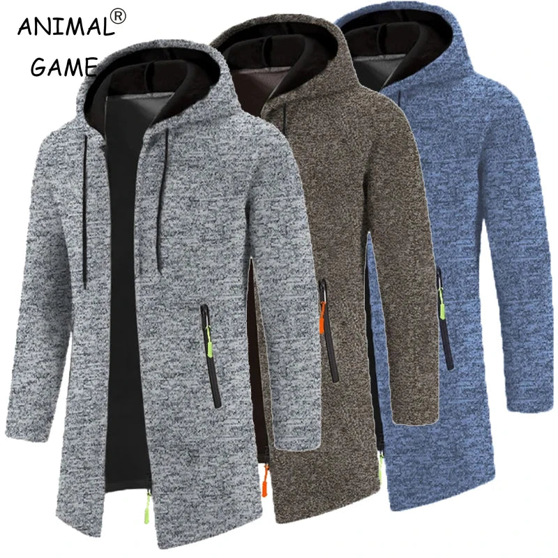 Men's Hoodies Long Sleeve Sweatshirts for Men Zipper Hooded Oversize Winter Top Jacket