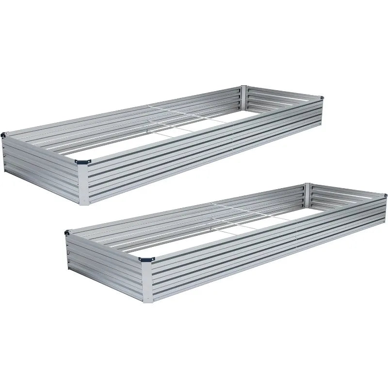 2pcs Galvanized Raised Garden Bed - Outdoor Planter Box for Vegetables