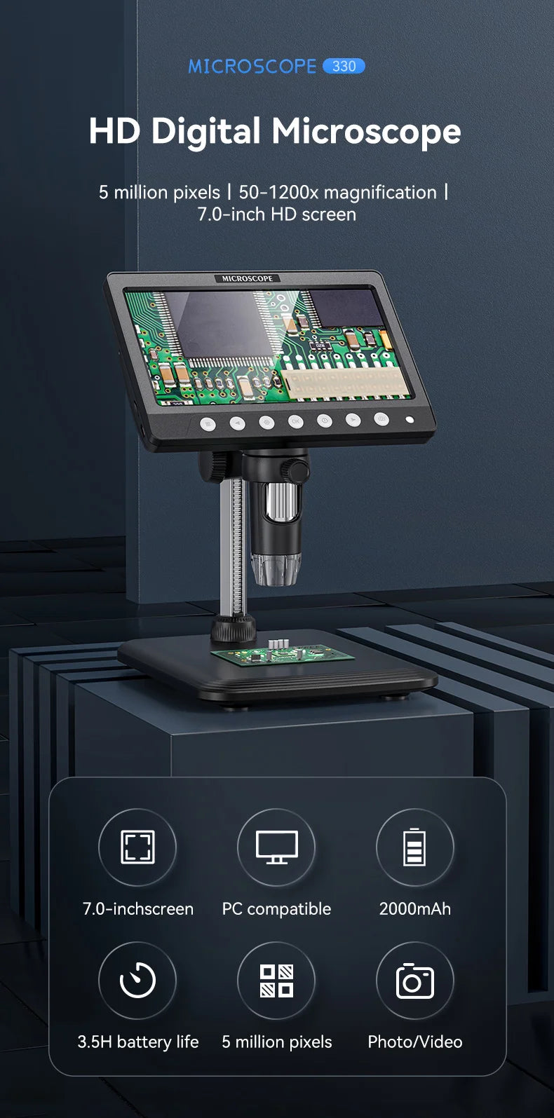 7-Inch IPS Digital Coin Microscope – Key Features