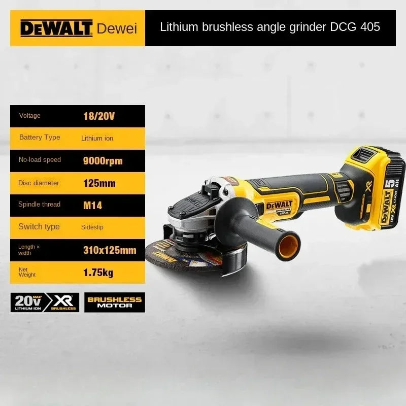 DEWALT DCG405 125mm brushless flat head angle grinder bare machine tool cutting machine 20V lithium battery