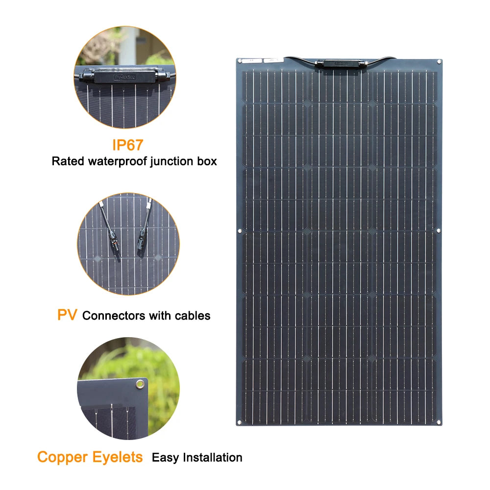 An 18V, 100W solar panel with a 12V output is a flexible and versatile photovoltaic module