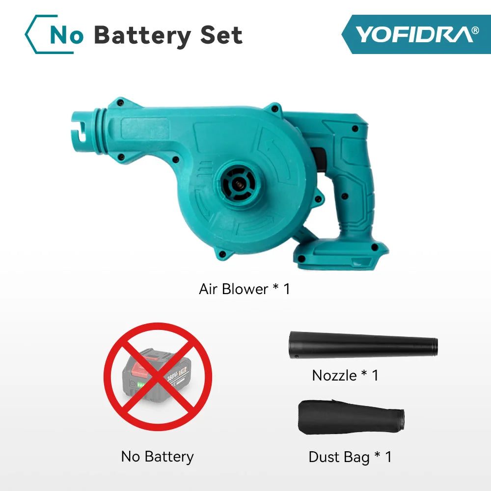 YOFIDRA Electric Air Blower Dust Cleaner 2 In 1 Cordless Handheld Garden Leaf Snow Cleaning Power Tool For Makita 18V Battery