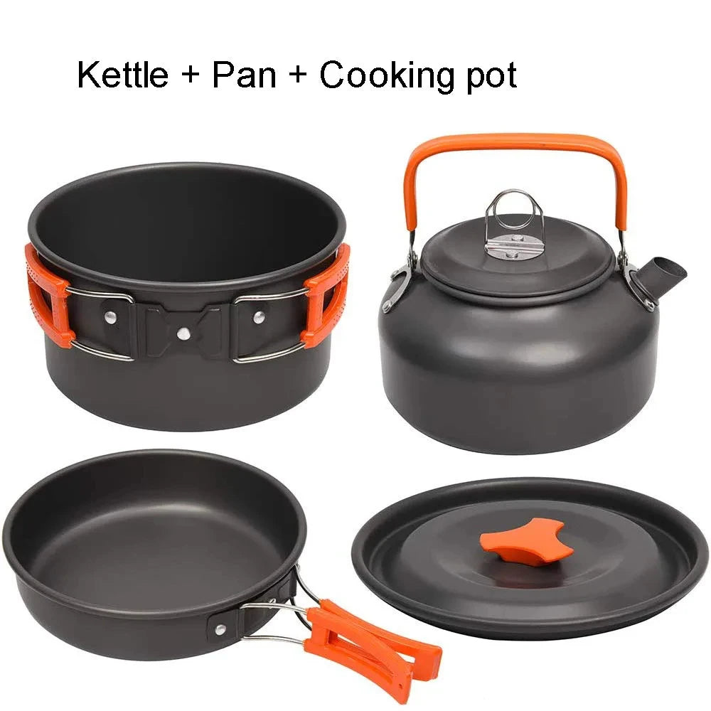 Camping Cooking set  Tableware Outdoor Picnic Set Teapot For 2-3