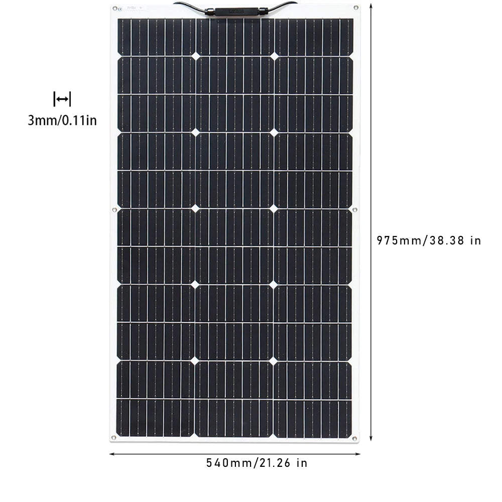 An 18V, 100W solar panel with a 12V output is a flexible and versatile photovoltaic module