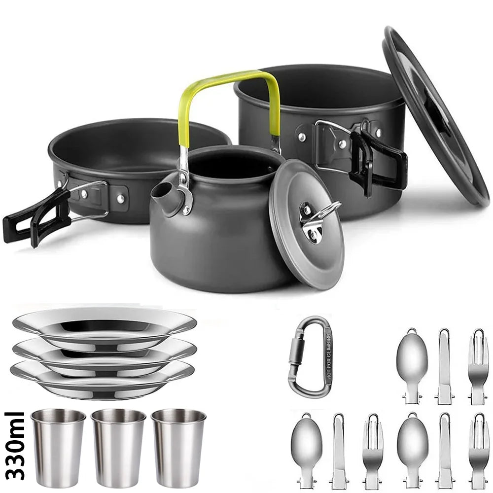 Camping Cooking set  Tableware Outdoor Picnic Set Teapot For 2-3