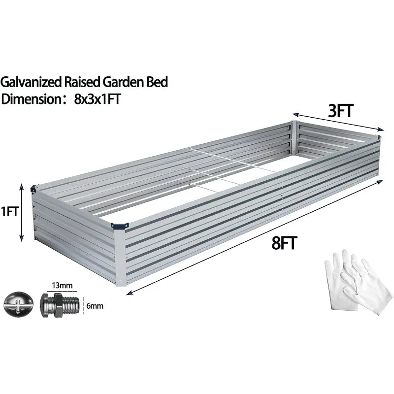 2pcs Galvanized Raised Garden Bed - Outdoor Planter Box for Vegetables