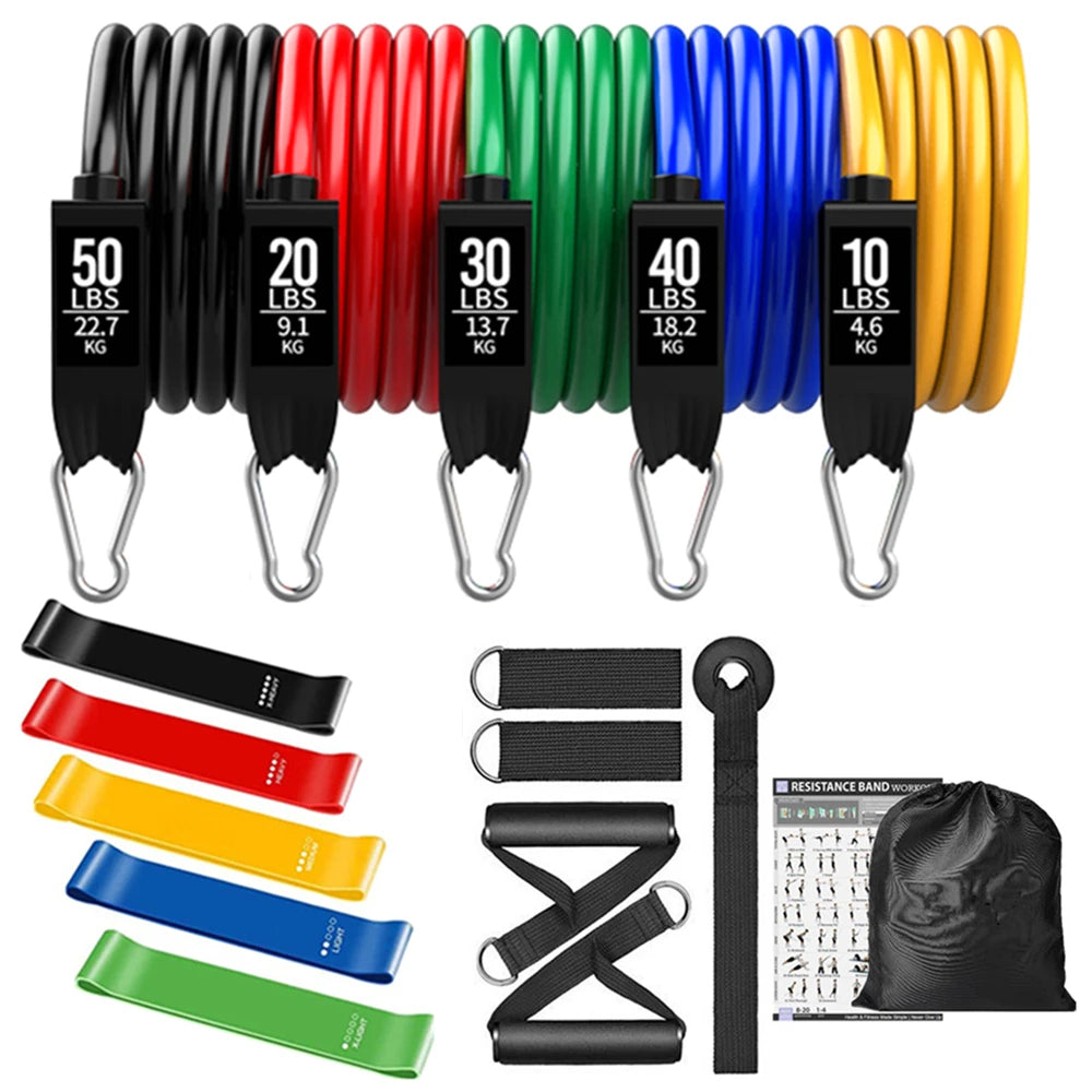 360lbs Fitness Resistance Bands Set - Elastic Tubes for Home Gym & Workout