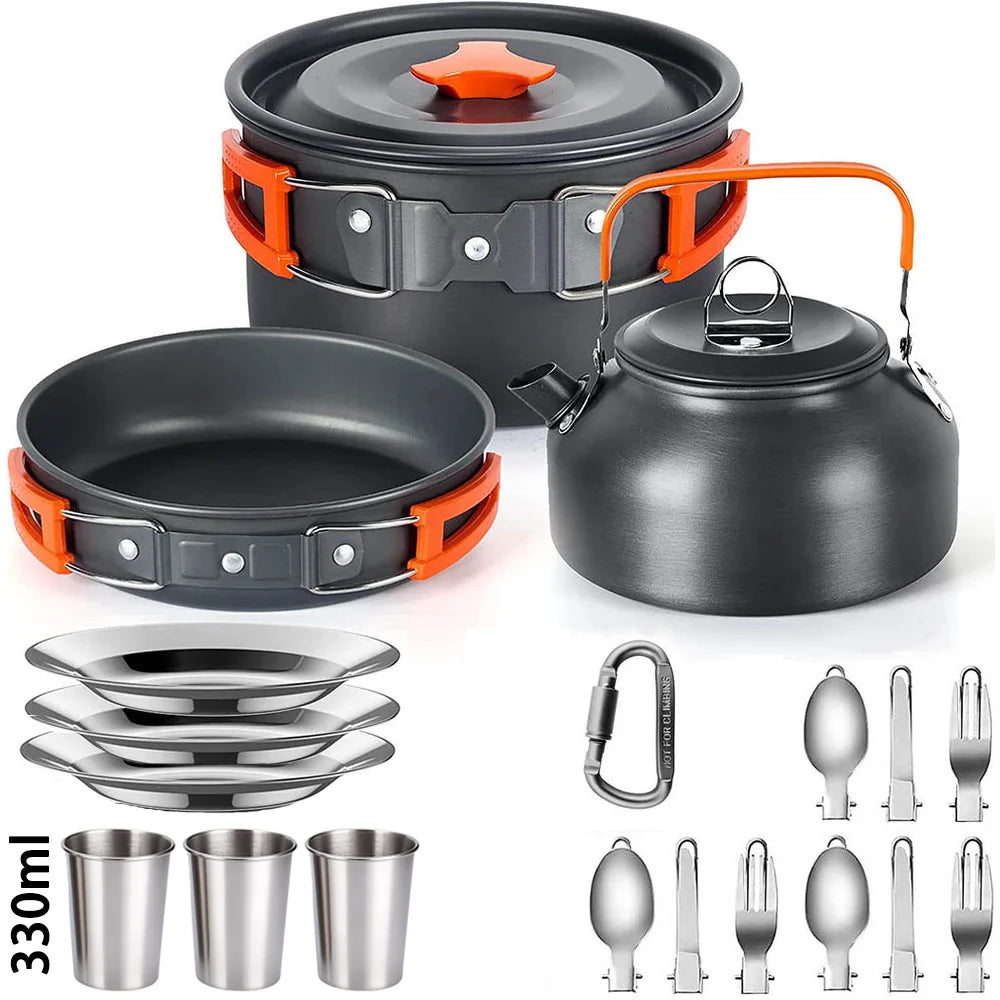 Camping Cooking set  Tableware Outdoor Picnic Set Teapot For 2-3