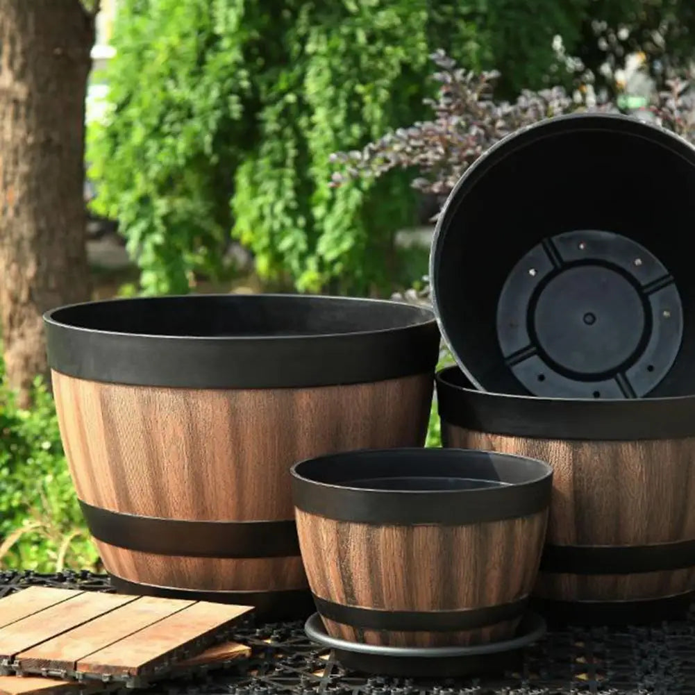 Whiskey Barrel Planter & Decor