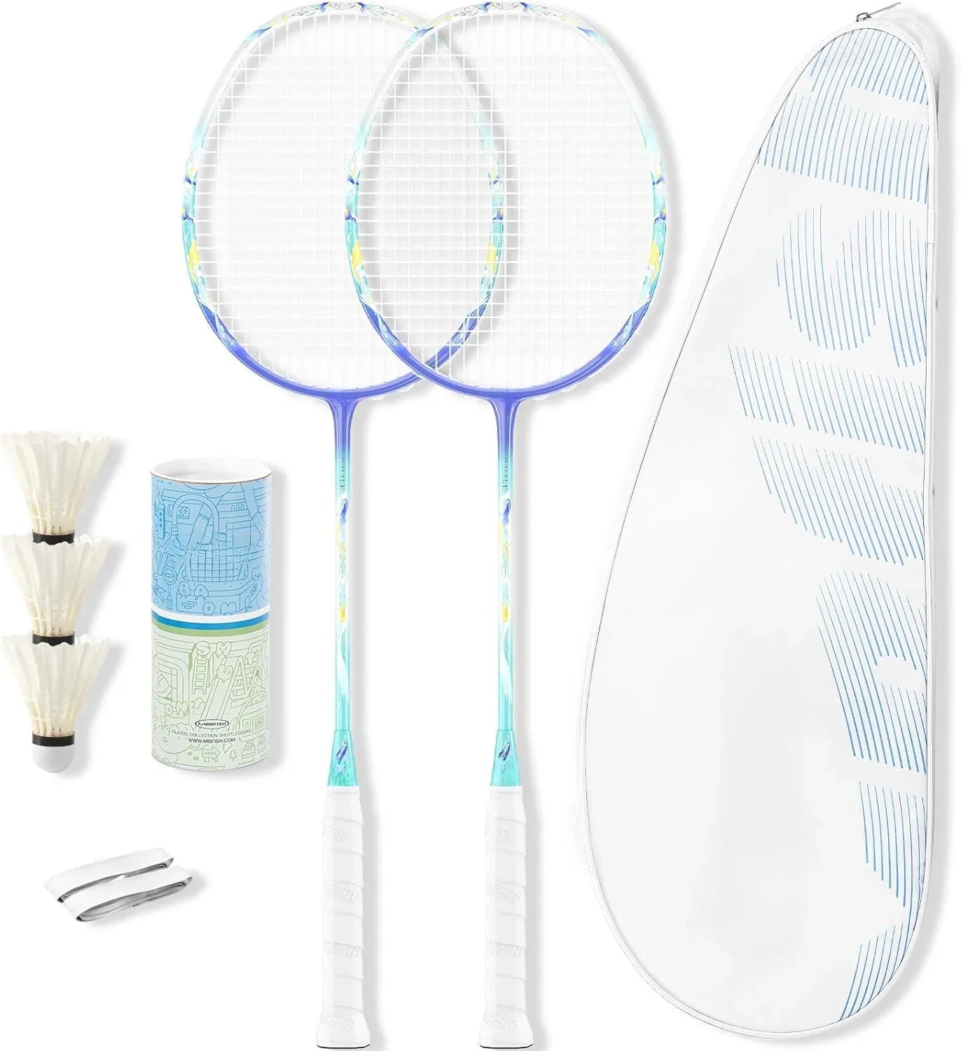 Badminton Racket Set with 2 Carbon Fiber Rackets