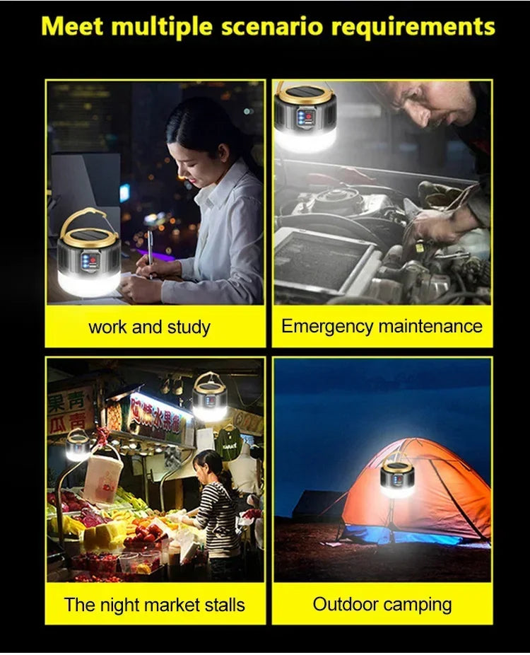 Solar Camping Light Power Bank LED Camping Lanterns With Remote Control Waterproof Outdoor Tent Light Rechargeable Flashlight