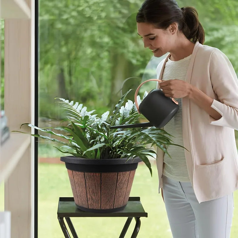 Whiskey Barrel Planters with Drainage Holes & Saucer