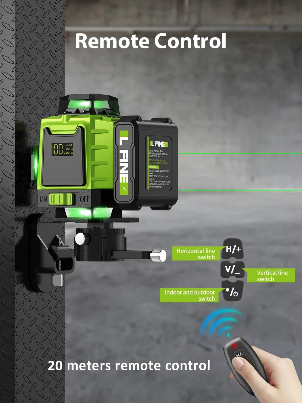 LFINE 3D/4D Laser Level (12/16 Lines) with Remote Control