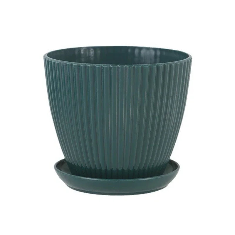 Plastic Flower Pot Succulent Potted Round Pot With Tray