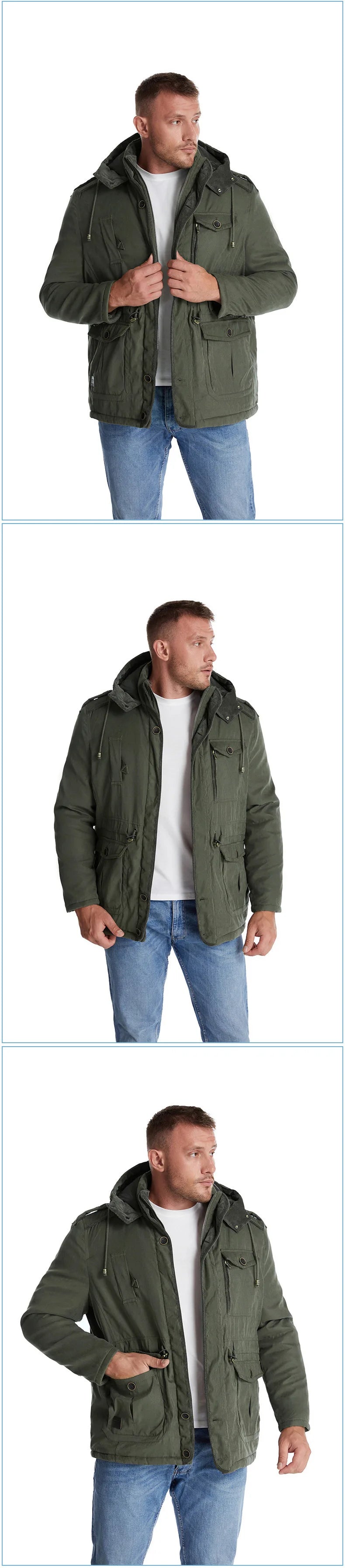 Winter Fleece Parkas Men Warm Windproof Jackets Thick Hooded