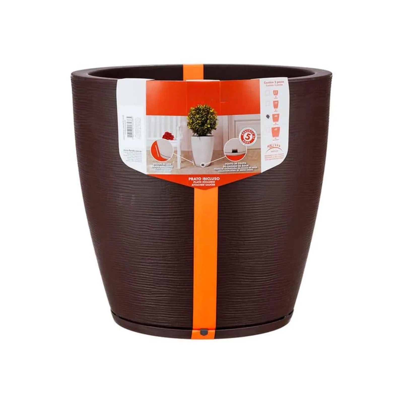 US Large Brown Stone Effect Plastic Resin Planter Bowl