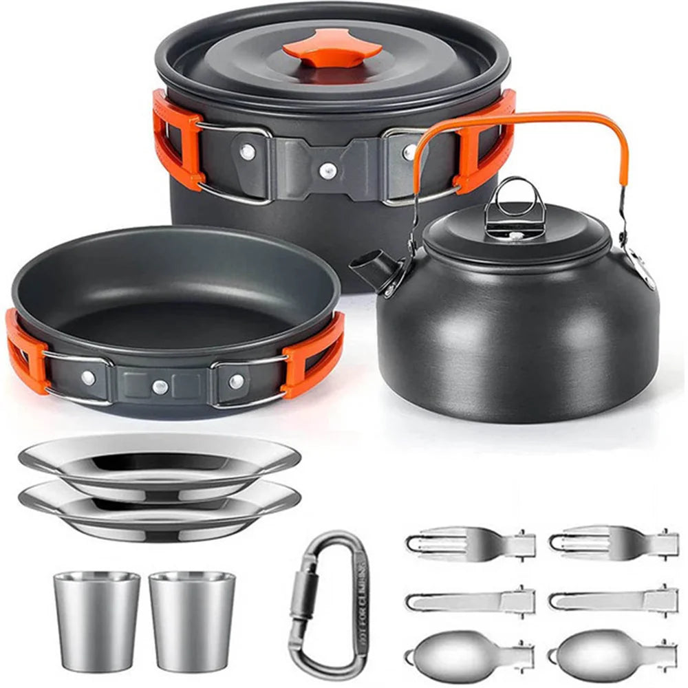 Camping Cooking set  Tableware Outdoor Picnic Set Teapot For 2-3