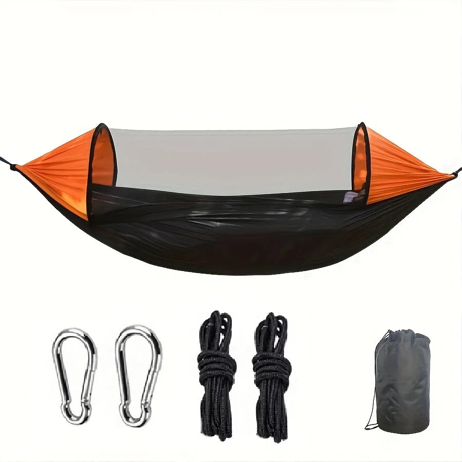 1pc Large Camping Hammock With Mosquito Net 2 Person Pop-up Parachute Lightweight Hanging Hammocks Tree Straps Swing Hammock Bed