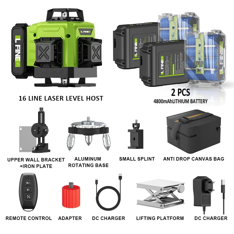 LFINE 3D/4D Laser Level (12/16 Lines) with Remote Control