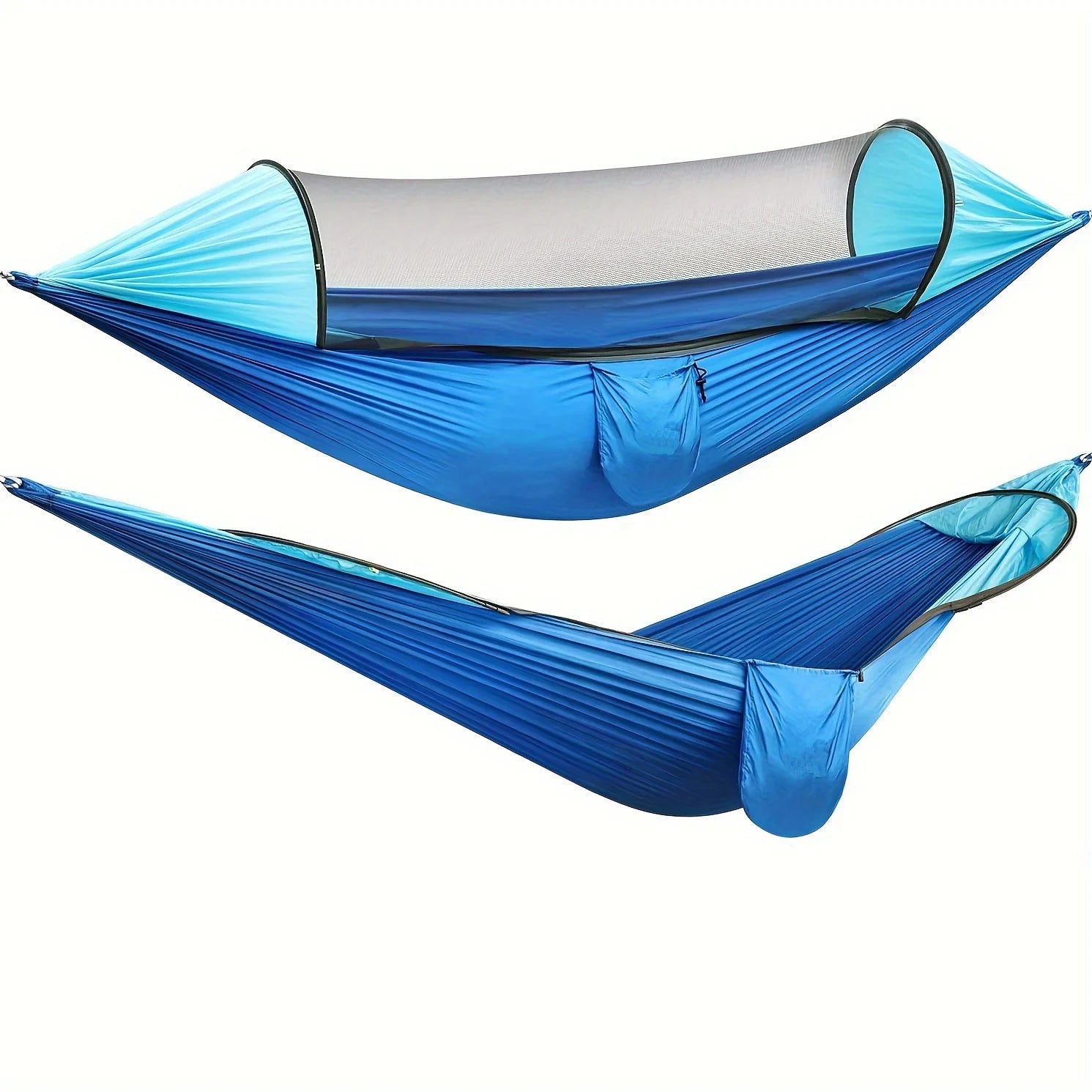 1pc Large Camping Hammock With Mosquito Net 2 Person Pop-up Parachute Lightweight Hanging Hammocks Tree Straps Swing Hammock Bed