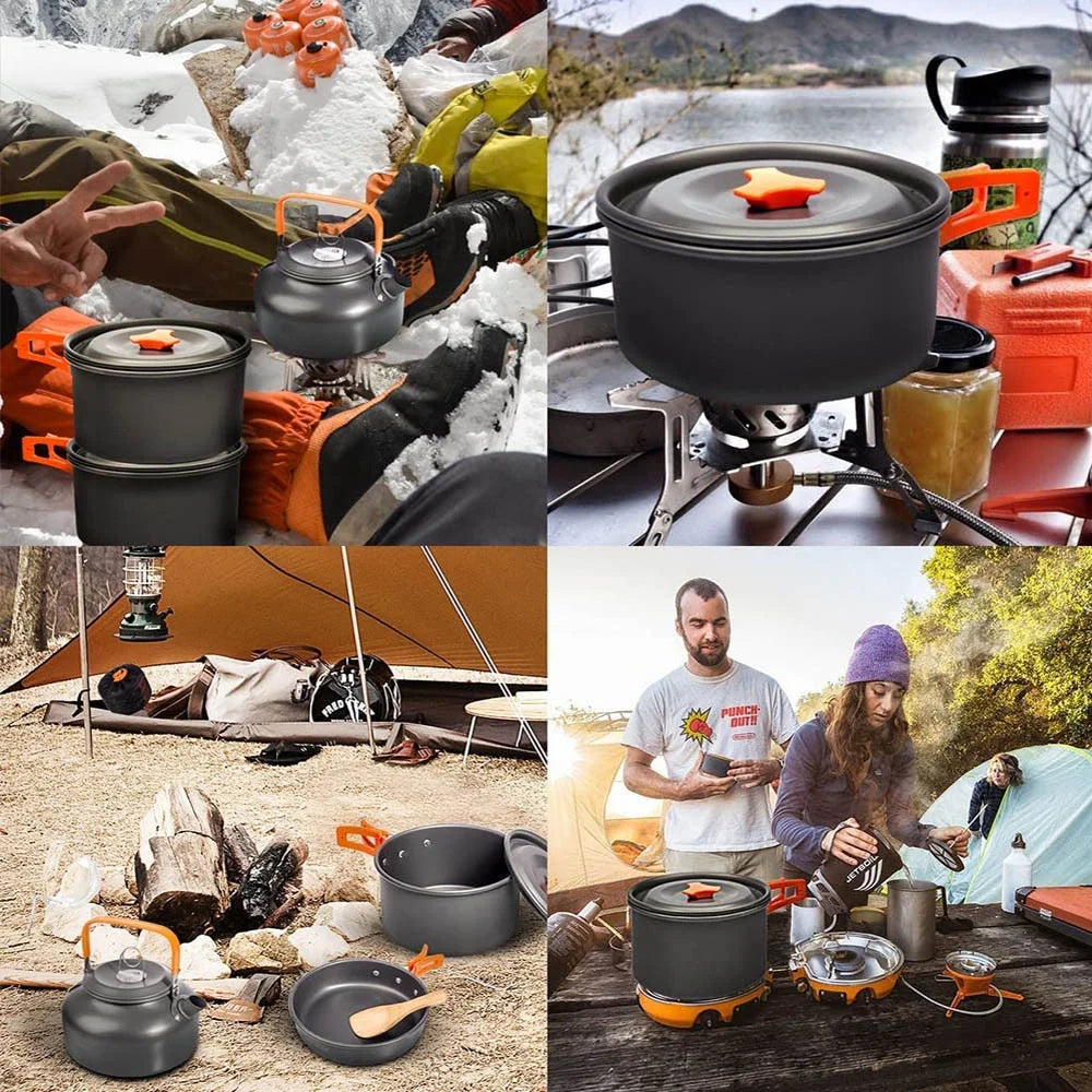 Camping Cooking set  Tableware Outdoor Picnic Set Teapot For 2-3