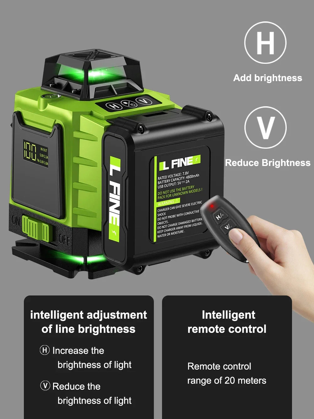 LFINE 3D/4D Laser Level (12/16 Lines) with Remote Control