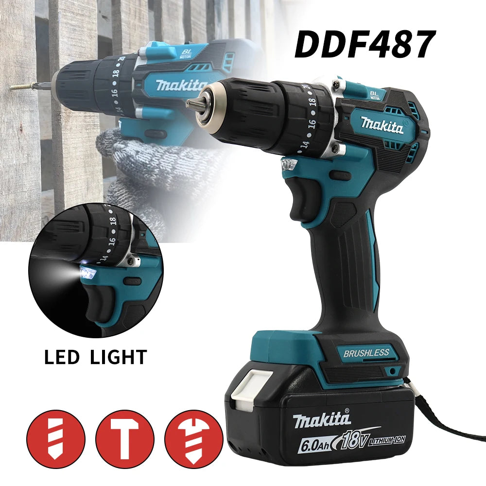 Makita DDF487 Screwdriver Cordless Percussion Drill 18V