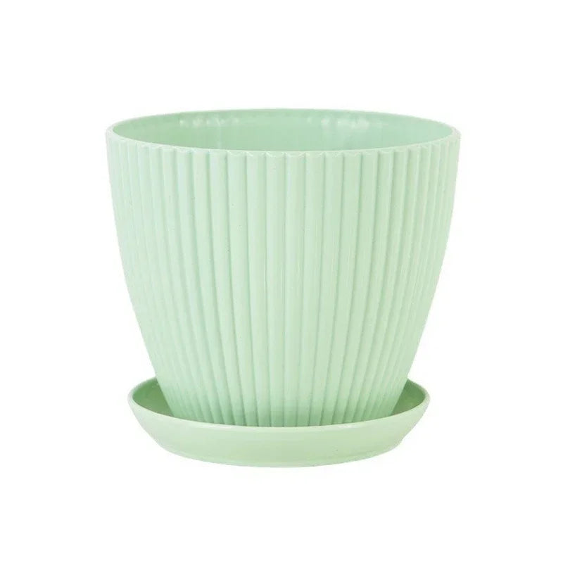 Plastic Flower Pot Succulent Potted Round Pot With Tray