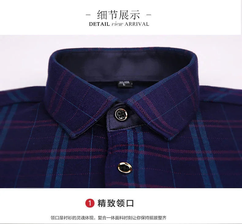 2024 Men's Autumn Winter Casual Long Sleeve Plaid Shirt Thick Warm Men's Casual High Quality Soft Large Size Warm Shirt Tops 4XL