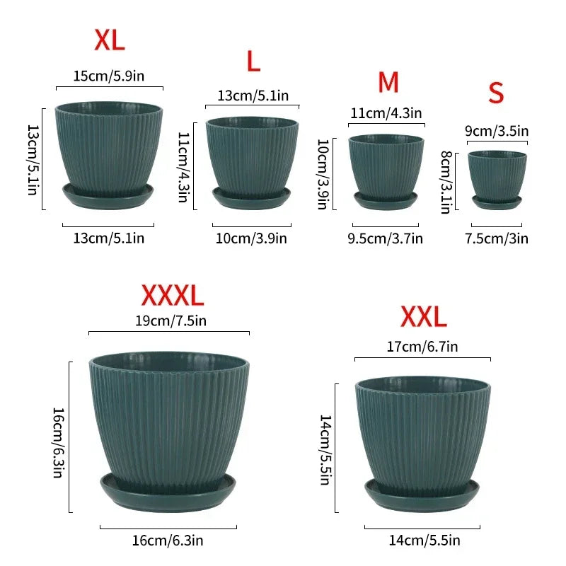 Plastic Flower Pot Succulent Potted Round Pot With Tray