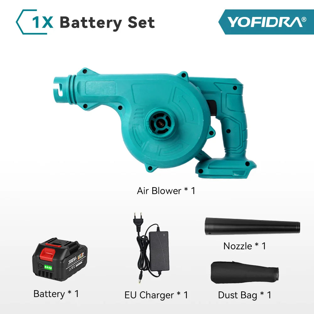 YOFIDRA Electric Air Blower Dust Cleaner 2 In 1 Cordless Handheld Garden Leaf Snow Cleaning Power Tool For Makita 18V Battery