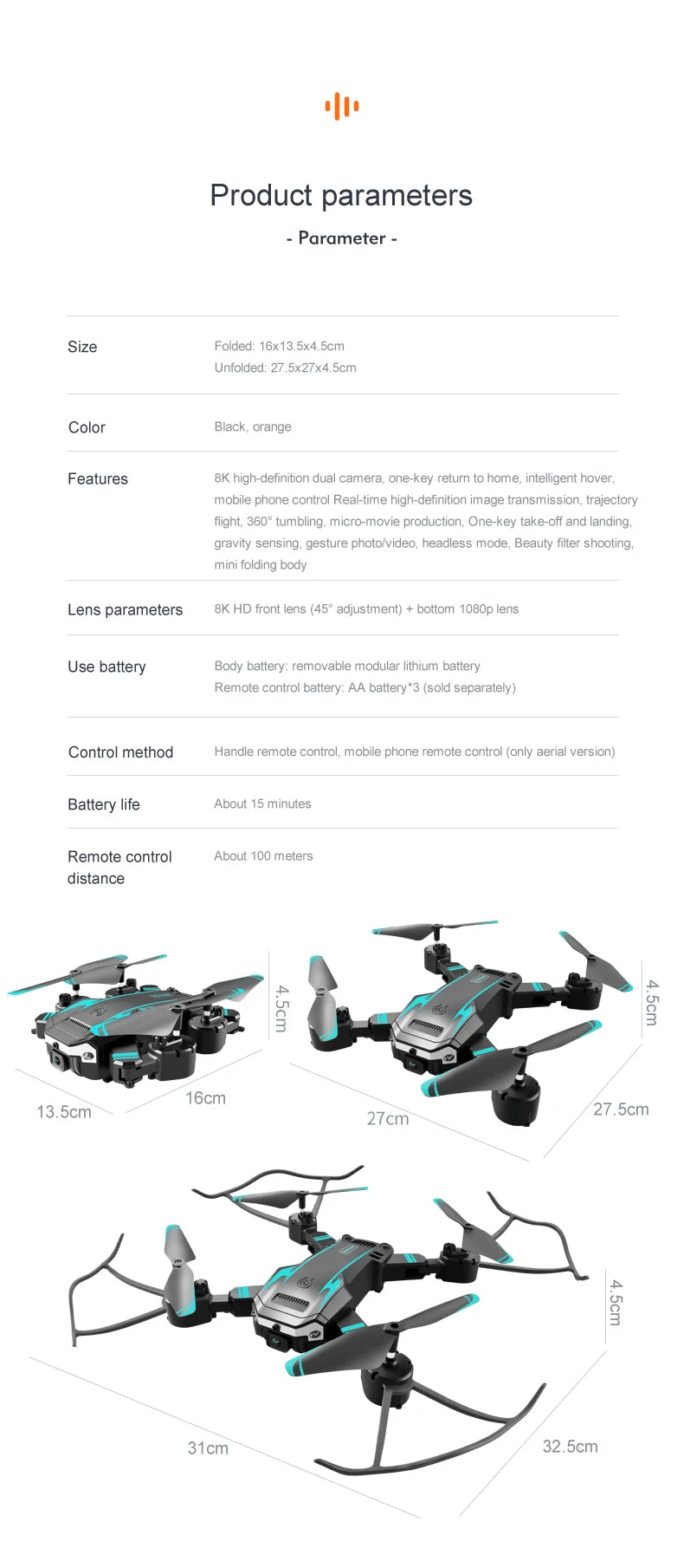 KBDFA G6 New Professional Foldable Quadcopter Aerial Drone S6 HD Camera