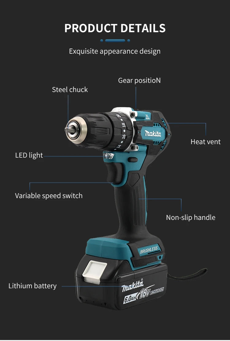 Makita DDF487 Screwdriver Cordless Percussion Drill 18V