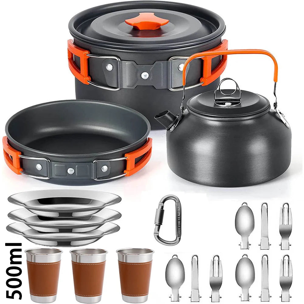 Camping Cooking set  Tableware Outdoor Picnic Set Teapot For 2-3