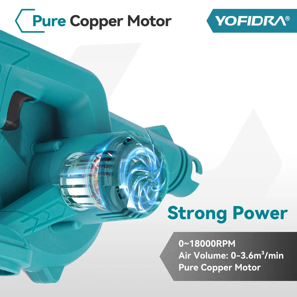 YOFIDRA Electric Air Blower Dust Cleaner 2 In 1 Cordless Handheld Garden Leaf Snow Cleaning Power Tool For Makita 18V Battery