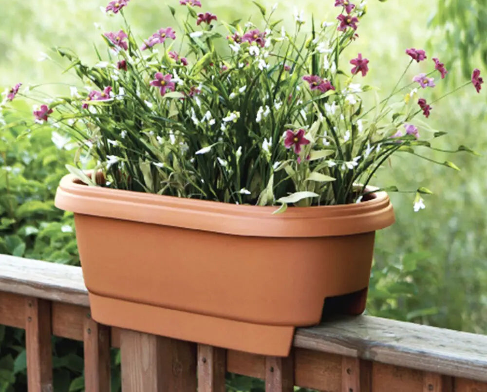 US  (#3477241-1001) Classic Oval Deck Rail Planter, Terra Cotta Clay - 24