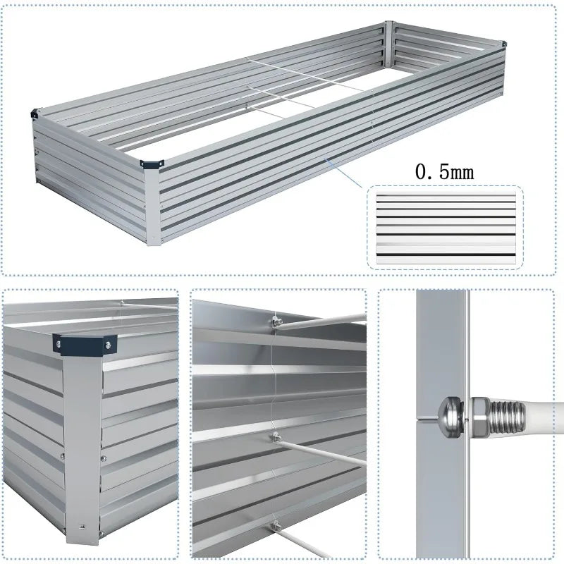 2pcs Galvanized Raised Garden Bed - Outdoor Planter Box for Vegetables