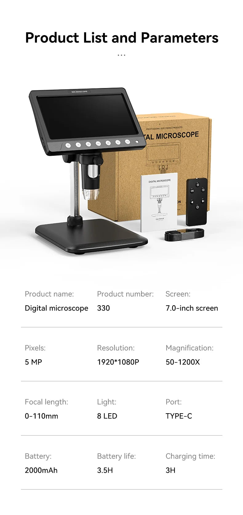 7-Inch IPS Digital Coin Microscope – Key Features