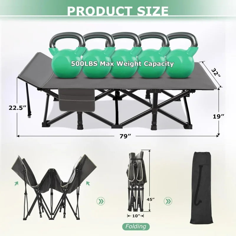 Camping Cot, 32In Folding  Heavy Duty Sleeping Bed